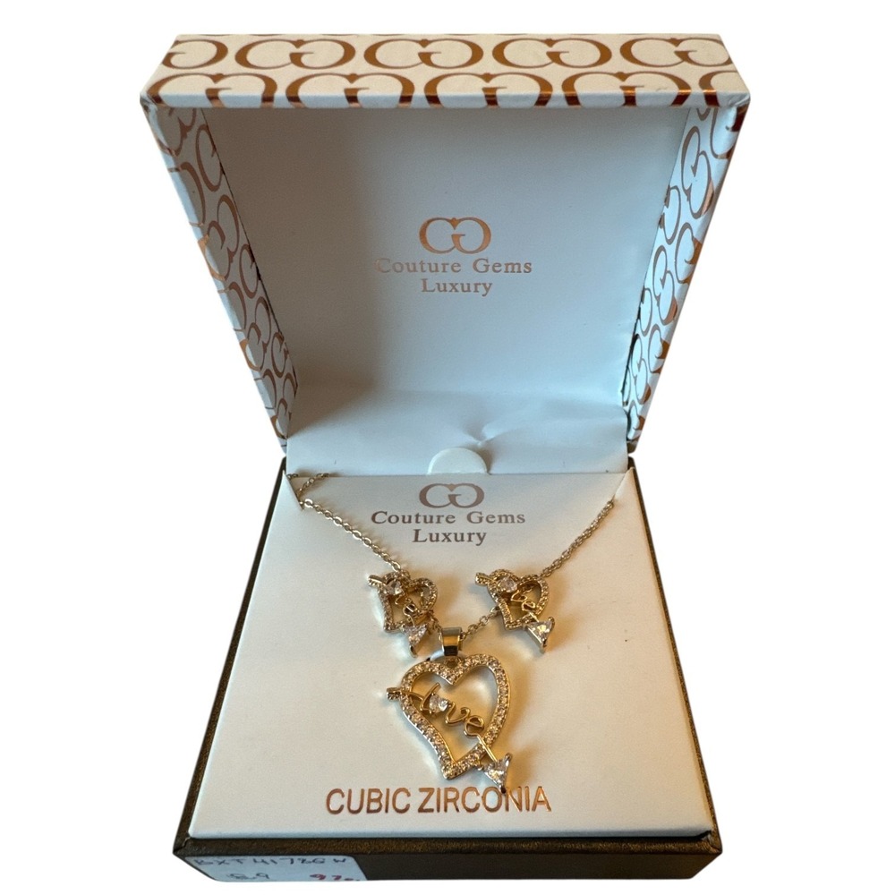 Couture Gems‎ Luxury Cubic Zirconia Heart Pendant Necklace & Earrings Set